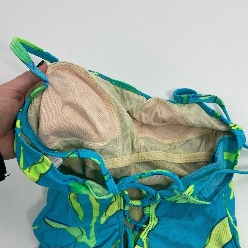 La Blanca Vtg Cheeky 80s 90s High Cut Aqua Blue Neon Green One‎ Piece Swim 12 - Picture 8 of 12